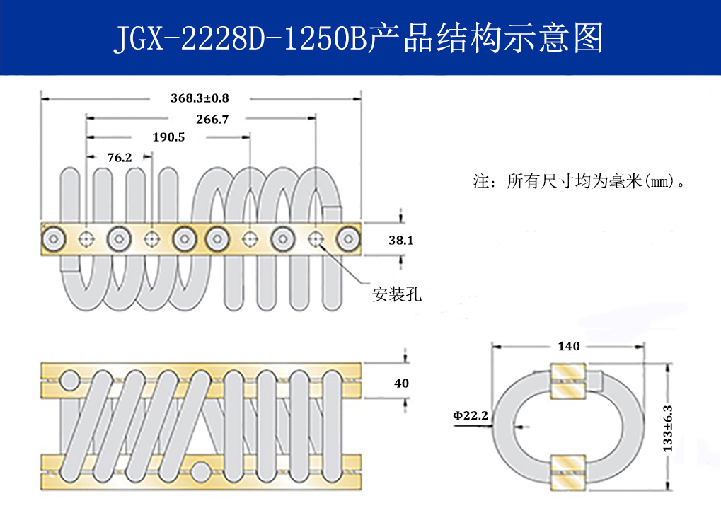 JGX-2228D-1250B鋼絲繩隔振器結構